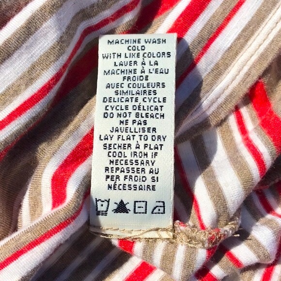 Max Studio Striped Summer Sleeveless Khaki Tan Cream and Coral Dress Size Medium - Picture 13 of 13